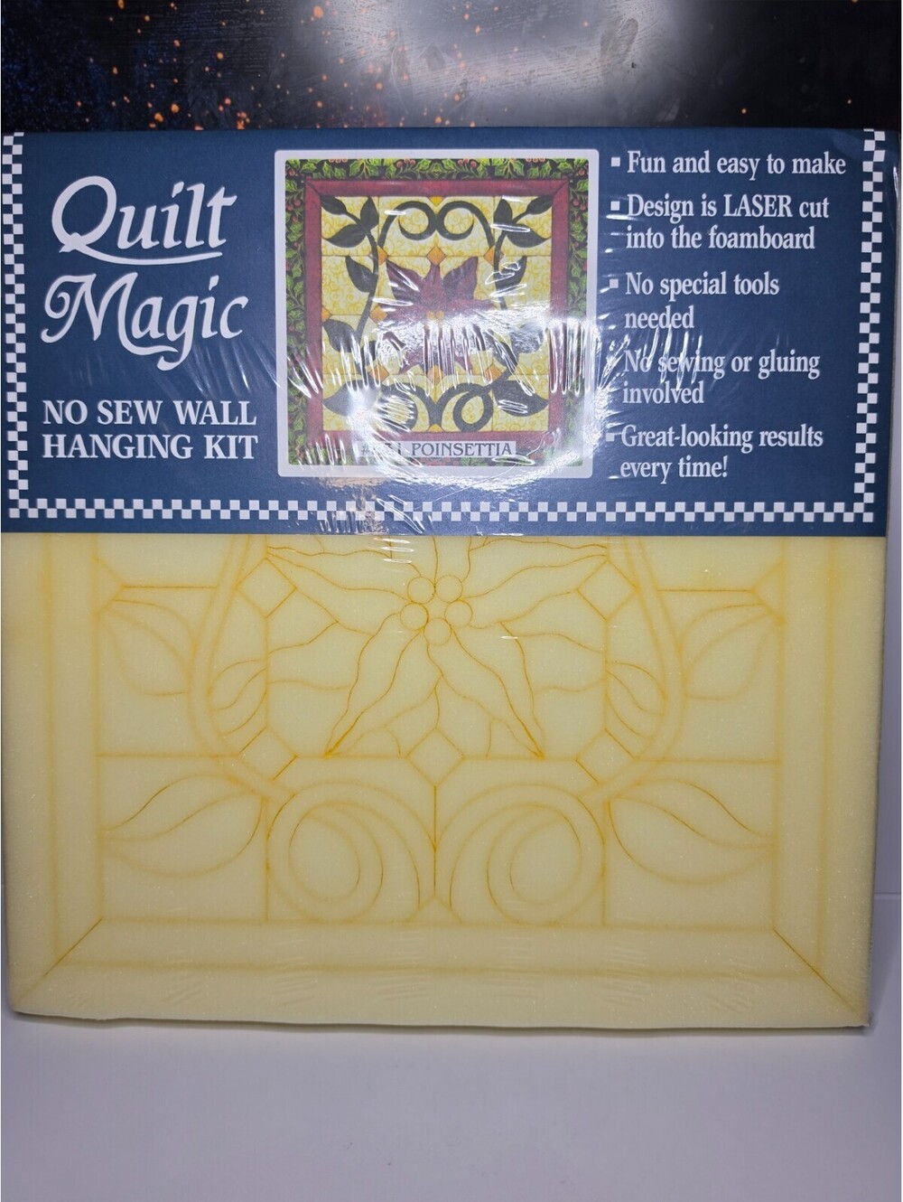 Quilt Magic No Sew Wall Hanging Kit #831 Pointsettia SEALED
